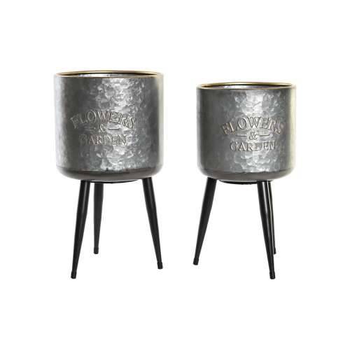 Set Tegli DKD Home Decor Crna Siva Metalizirani Metal Loft 25 x 25 x 46 cm Cijena