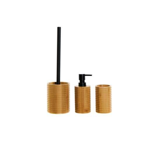 Set za Kupaonicu DKD Home Decor Crna 7 x 7 x 16,5 cm Prirodno (3 Dijelovi) Cijena