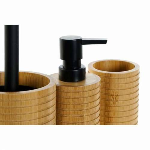 Set za Kupaonicu DKD Home Decor Crna 7 x 7 x 16,5 cm Prirodno (3 Dijelovi) Cijena