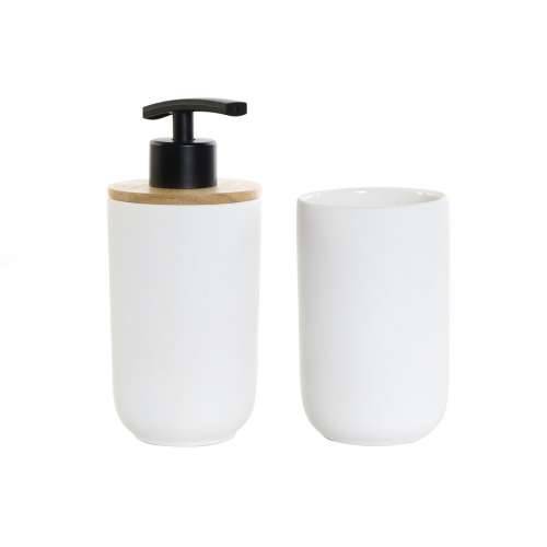 Set za Kupaonicu DKD Home Decor Bijela Bijela/Crna Metal Bambus Gres Keramika Skandinavski 30 x 40 cm 8 x 8 x 18 cm (2 kom.) Cijena