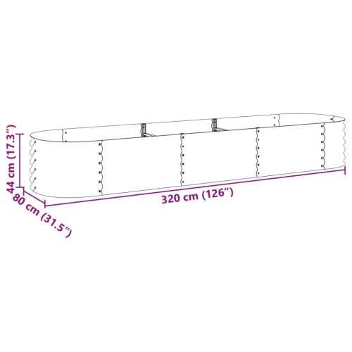 Vrtna sadilica od pocinčanog čelika 320 x 80 x 44 cm srebrna - Srebrno 320 x 80 x 44 cm 1 Cijena