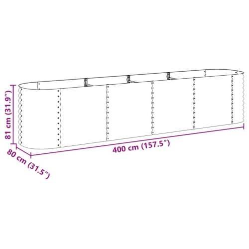 Vrtna sadilica od pocinčanog čelika 400 x 80 x 81 cm siva - Siva 400 x 80 x 81 cm 1 Cijena