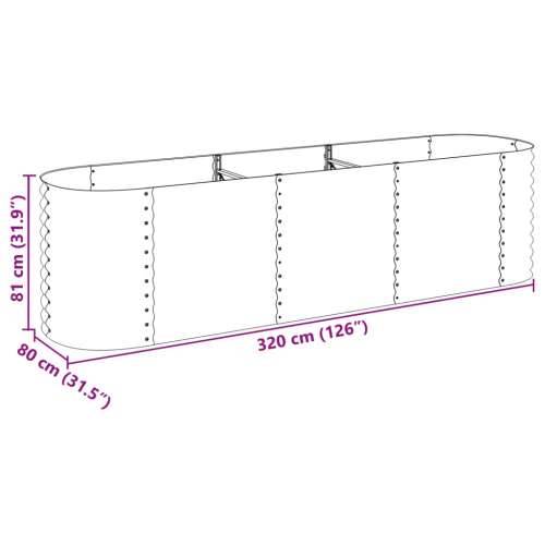 Vrtna sadilica od pocinčanog čelika 320 x 80 x 81 cm siva - Siva 320 x 80 x 81 cm 1 Cijena