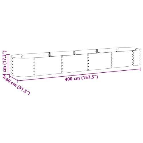 Vrtna sadilica od pocinčanog čelika 400 x 80 x 44 cm siva - Siva 400 x 80 x 44 cm 1 Cijena