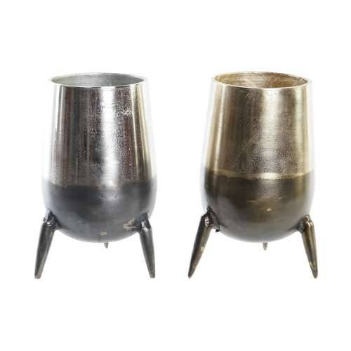Vrč DKD Home Decor 15,5 x 15,5 x 26 cm Srebrna zlatan Aluminij moderan (2 kom.) Cijena