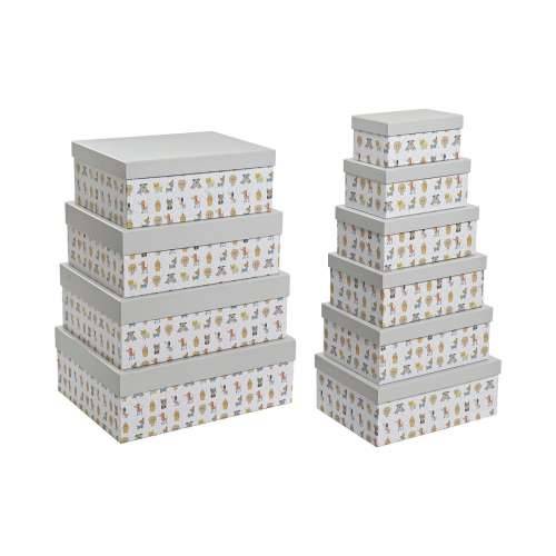 Set Složivih Kutija za Pospremanje DKD Home Decor Siva Kućni Ljubimci Karton (43,5 x 33,5 x 15,5 cm) Cijena