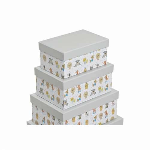 Set Složivih Kutija za Pospremanje DKD Home Decor Siva Kućni Ljubimci Karton (43,5 x 33,5 x 15,5 cm) Cijena
