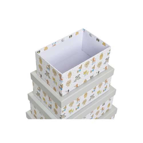 Set Složivih Kutija za Pospremanje DKD Home Decor Siva Kućni Ljubimci Karton (43,5 x 33,5 x 15,5 cm) Cijena