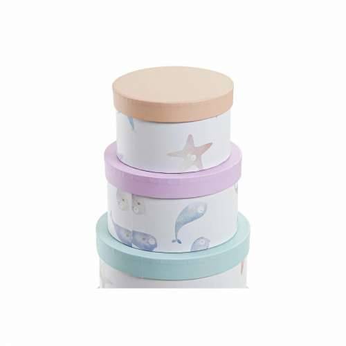 Set Složivih Kutija za Pospremanje DKD Home Decor More Okruglo Karton (37,5 x 37,5 x 18 cm) Cijena