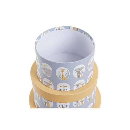 Set Složivih Kutija za Pospremanje DKD Home Decor Životinje Okruglo Plava Karton (37,5 x 37,5 x 18 cm) Cijena