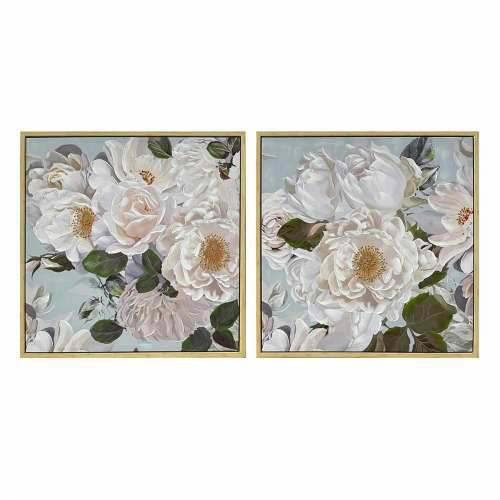 Slika DKD Home Decor 80 x 4 x 80 cm Ziedi Shabby Chic (2 kom.) Cijena