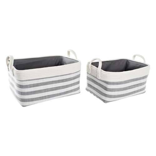 Set košara DKD Home Decor Crte Siva Pamuk (40 x 30 x 23 cm) (2 Dijelovi) Cijena