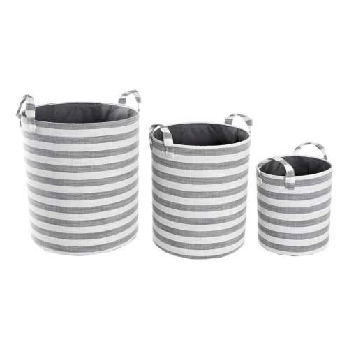 Set košara DKD Home Decor Siva Crte Pamuk (3 Dijelovi) (35 x 35 x 40 cm) Cijena
