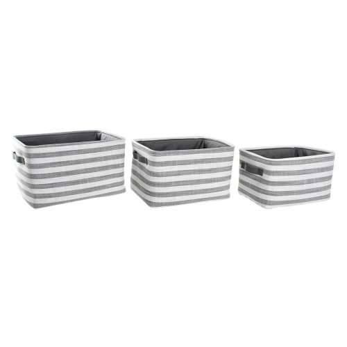 Set košara DKD Home Decor Siva Crte Pamuk (42 x 32 x 25 cm) (3 Dijelovi) Cijena