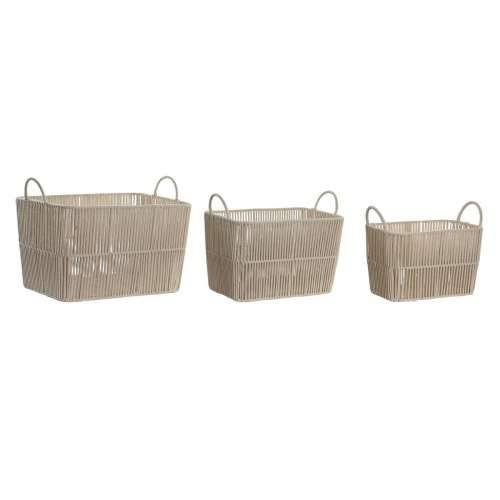 Set košara DKD Home Decor Bež Metal 39 x 29 x 31 cm 3 Dijelovi Cijena