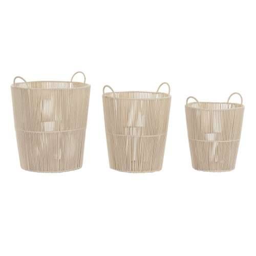 Set košara DKD Home Decor Bež Metal 42 x 42 x 51 cm 3 Dijelovi Cijena