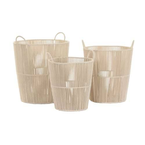 Set košara DKD Home Decor Bež Metal 42 x 42 x 51 cm 3 Dijelovi Cijena