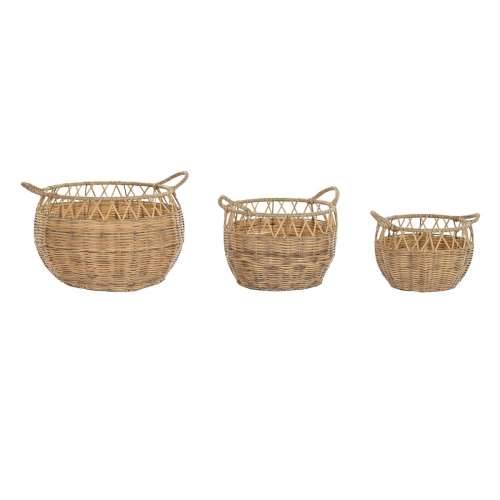 Set košara DKD Home Decor Prirodno Metal Polietilen 38 x 38 x 34 cm 38 x 38 x 27 cm 3 Dijelovi Cijena