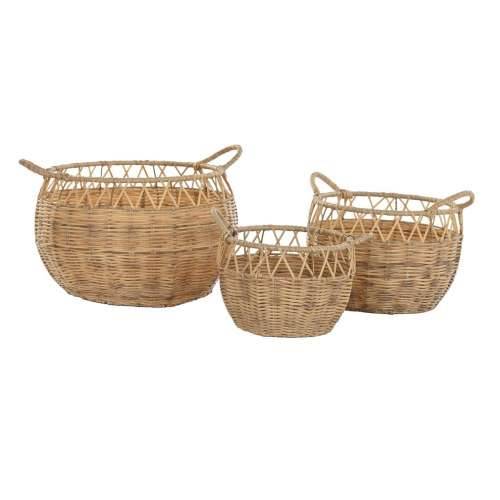 Set košara DKD Home Decor Prirodno Metal Polietilen 38 x 38 x 34 cm 38 x 38 x 27 cm 3 Dijelovi Cijena