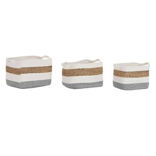 Set košara DKD Home Decor Bijela Prirodno vlakno 36 x 27 x 27 cm 3 Dijelovi Cijena