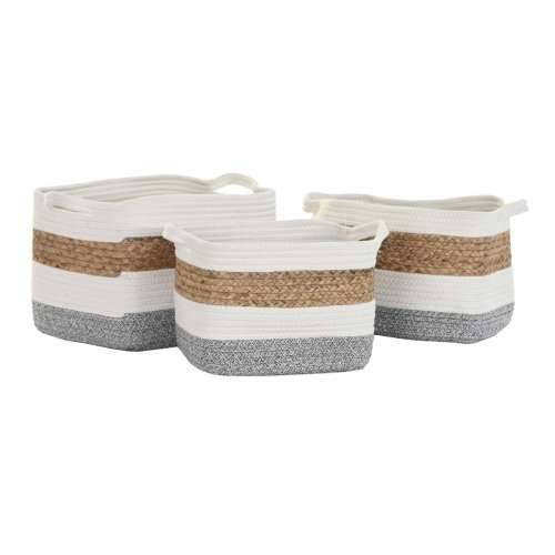 Set košara DKD Home Decor Bijela Prirodno vlakno 36 x 27 x 27 cm 3 Dijelovi Cijena