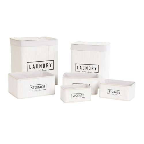 Set Košara DKD Home Decor Bijela Bambus 40 x 30 x 46 cm (5 Dijelovi) Cijena