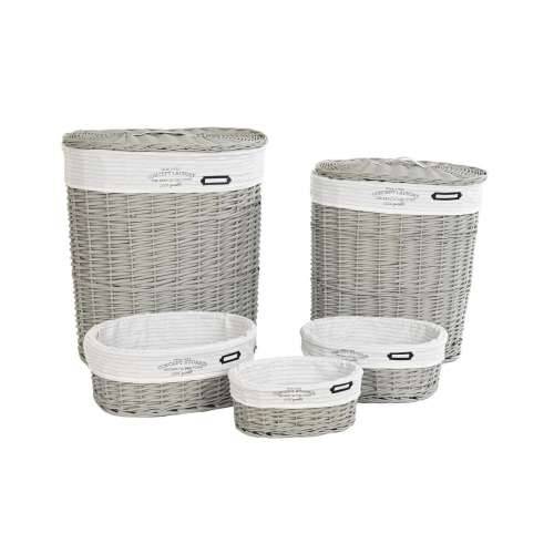 Set Košara DKD Home Decor Bijela Siva ispleten od pruća 51 x 37 x 56 cm 52 x 38 x 57 cm (5 Dijelovi) Cijena