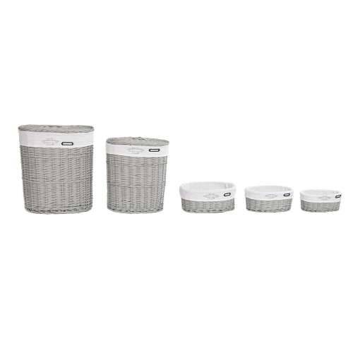 Set Košara DKD Home Decor Bijela Siva ispleten od pruća 51 x 37 x 56 cm 52 x 38 x 57 cm (5 Dijelovi) Cijena