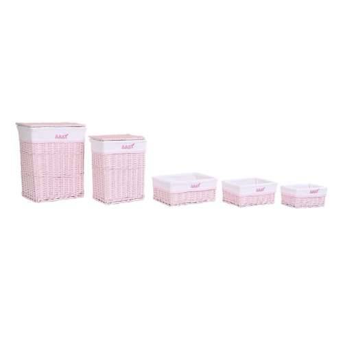 Košara za Rublje DKD Home Decor Roza ispleten od pruća Children’s 44 x 34 x 56 cm 5 Dijelovi Cijena