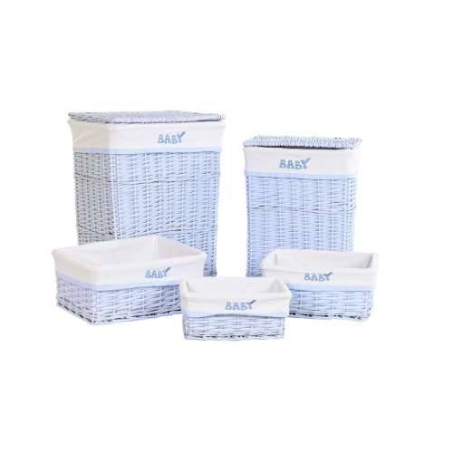 Set Košara DKD Home Decor Plava Nebeški ispleten od pruća Children’s 44 x 34 x 56 cm (5 Dijelovi) Cijena