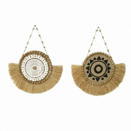 Zidni Ukras DKD Home Decor 52 x 3,2 x 66 cm Prirodno Crna Bijela šiške (2 kom.) Cijena