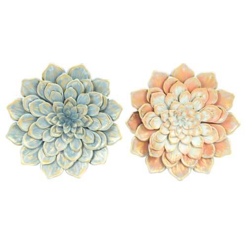 Zidni Ukras DKD Home Decor 61 x 8 x 61 cm Cvijet Plava Oranžna Shabby Chic (2 kom.) Cijena