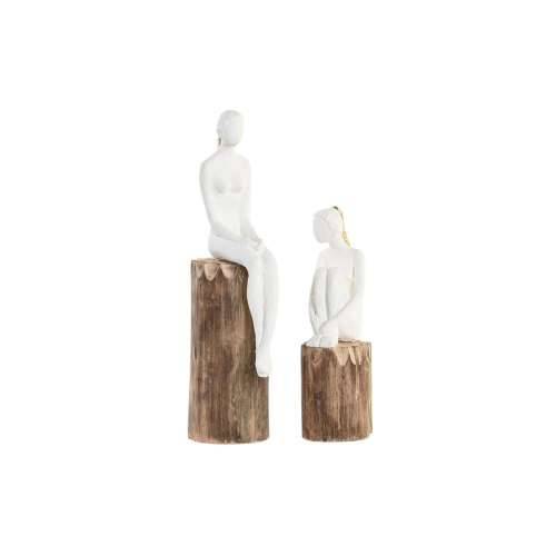 Ukrasna figura DKD Home Decor Dama Smeđa Bijela (2 kom.) Cijena