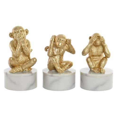 Ukrasna figura DKD Home Decor Bijela zlatan Tropsko Majmuni 10,5 x 10,5 x 18,5 cm (3 Dijelovi) Cijena