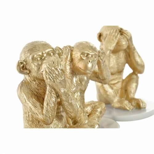 Ukrasna figura DKD Home Decor Bijela zlatan Tropsko Majmuni 10,5 x 10,5 x 18,5 cm (3 Dijelovi) Cijena