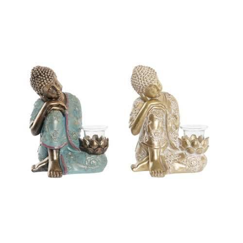 Ukrasna figura DKD Home Decor 17 x 14,5 x 23,7 cm zlatan Buda Zelena Orijentalno (2 kom.) Cijena