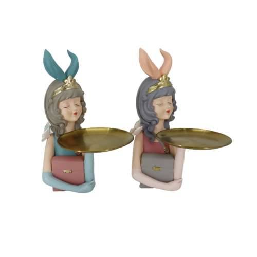 Ukrasna figura DKD Home Decor 23 x 22,5 x 33,2 cm Dama Roza zlatan (2 kom.) Cijena