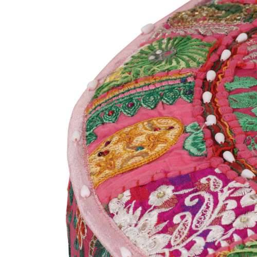 Tabure s patchworkom okrugli pamučni 40 x 20 cm ružičasti - Ružičasta 1 Cijena