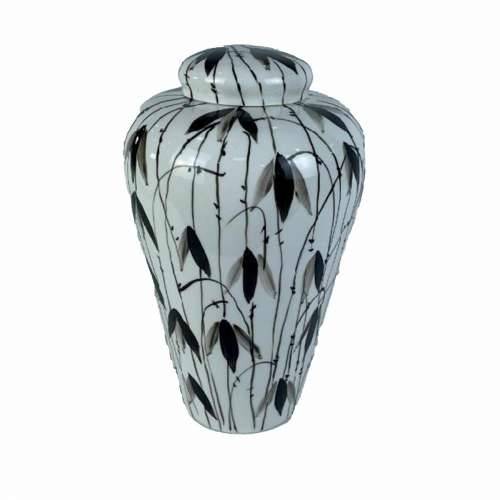 Ukrasna vaza DKD Home Decor Porculan Crna Bijela Orijentalno Biljni list (23 x 23 x 33 cm) Cijena
