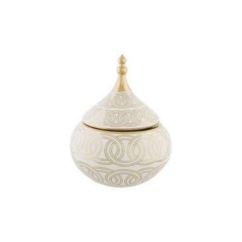 Ukrasna vaza DKD Home Decor Bijela zlatan Porculan Orijentalno kromirano 18 x 18 x 22 cm Cijena