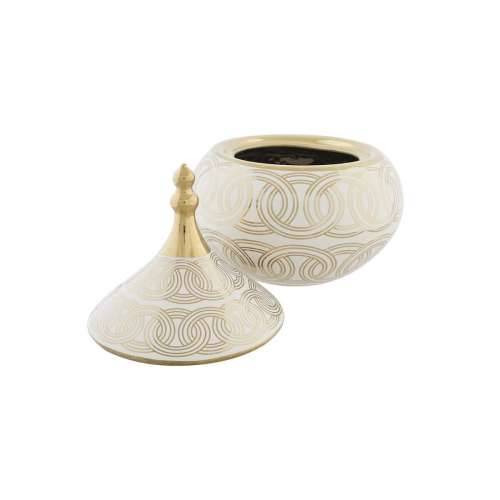 Ukrasna vaza DKD Home Decor Bijela zlatan Porculan Orijentalno kromirano 18 x 18 x 22 cm Cijena