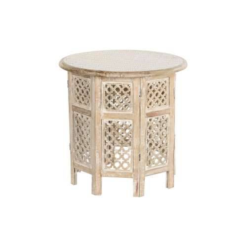 Pomoćni stolić DKD Home Decor Bijela Smeđa Drvo Manga 53 x 53 x 53 cm Cijena