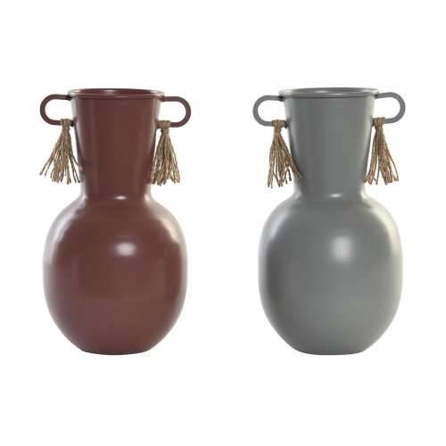 Vrč DKD Home Decor 14 x 13 x 24 cm Siva Metal Terakota (2 kom.) Cijena