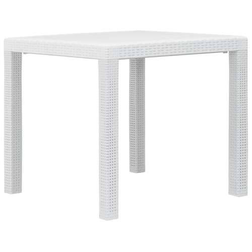 Vrtni stol bijeli 79 x 79 x 72 cm plastika s izgledom ratana Cijena