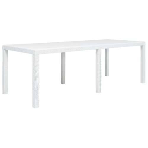 Vrtni stol bijeli 220 x 90 x 72 cm plastika s izgledom ratana Cijena