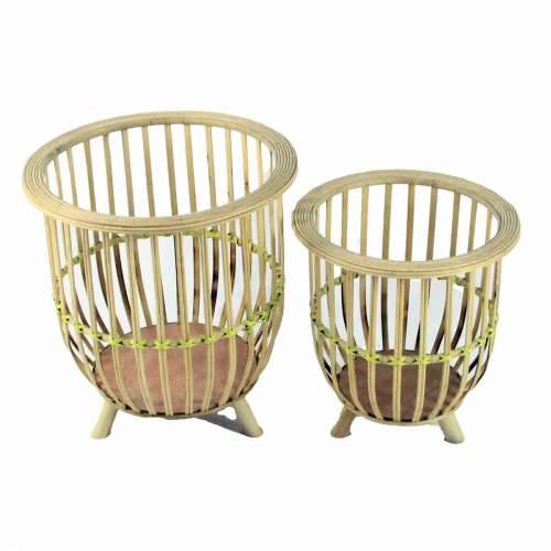 Set žardinjera DKD Home Decor 35 x 35 x 37 cm Prirodno Svijetlo smeđi Bambus Cijena