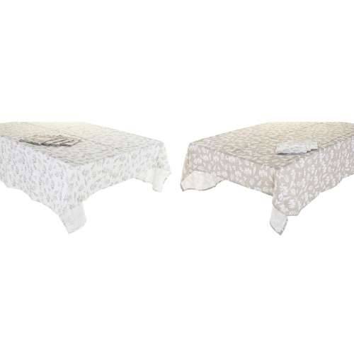 Stolnjak i salvete DKD Home Decor 2 kom. 150 x 150 x 0,5 cm Bež Bijela Svijetlo smeđi Cijena