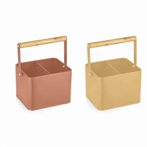 Košara za pribor za jelo DKD Home Decor Rumena Terakota Metal Borovina Vintage 18 x 15,5 x 24 cm (2 kom.) Cijena