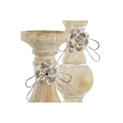 Svijećnjak DKD Home Decor Drvo (9,5 x 9,5 x 28 cm) (2 Dijelovi) Cijena