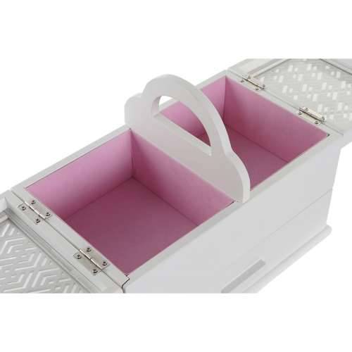 Kutija za nakit DKD Home Decor 16 x 17 x 28 cm Bijela Svetlo roza Drvo MDF Cijena
